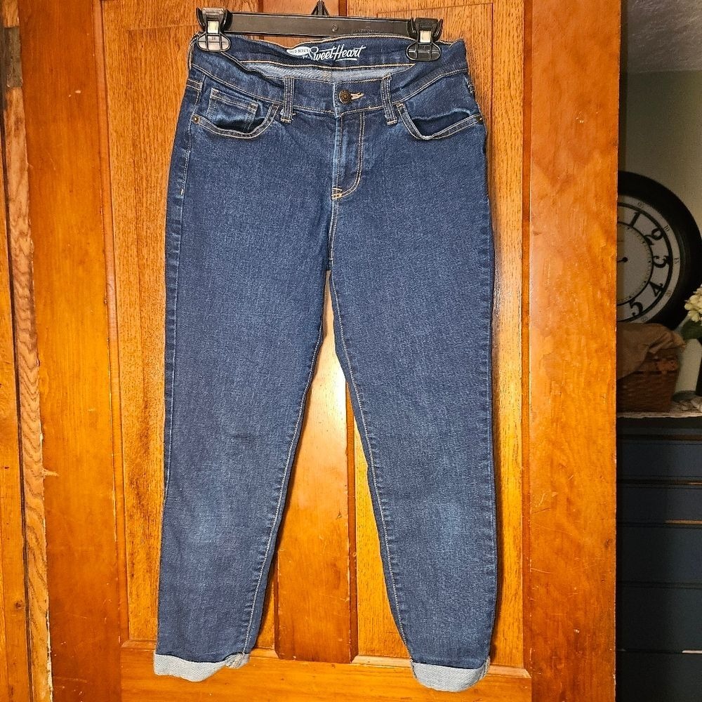 Old Navy The Sweetheart‎ Cuffed Skinny Straight Jeans Size 0 Dark Wash Curvy Fit